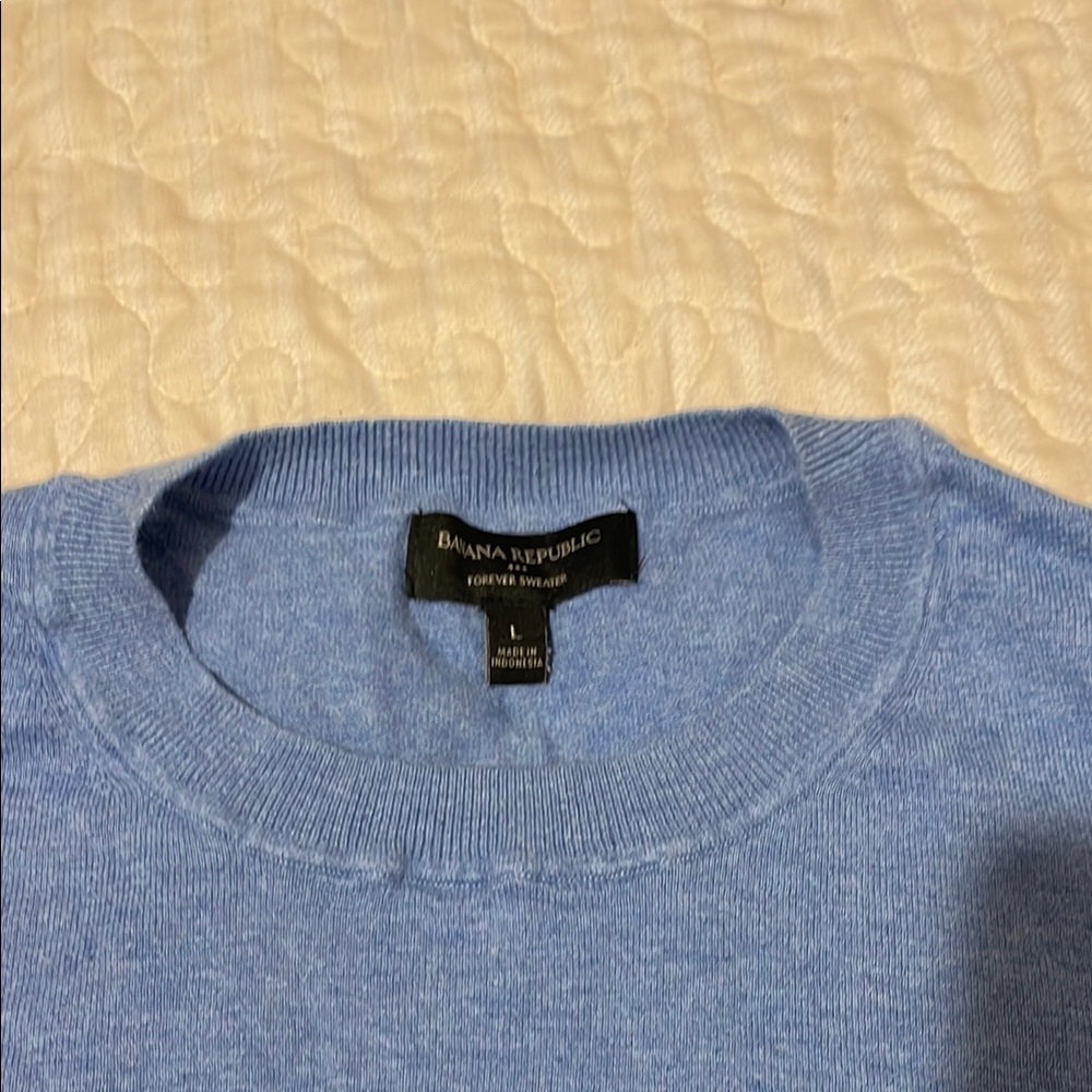 Banana Republic Blue Crewneck Sweater Soft Heathered Fabric